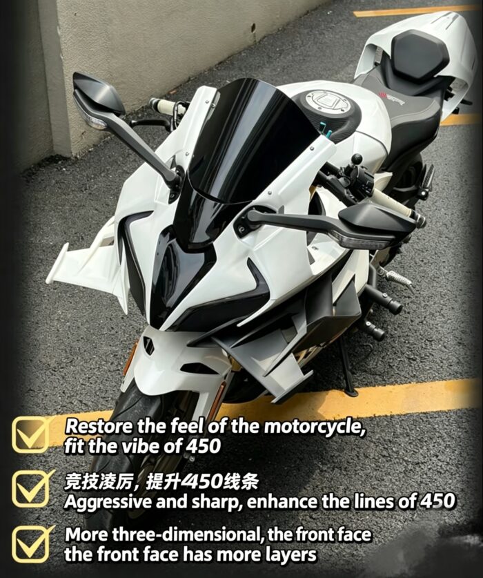 V3 Style Dream Mod Upper Fairing Windscreen Kit for CFMOTO 450SR / 450SRS - Aerodynamic Racing Front Headlight Cowl, Sport Winds - Image 5